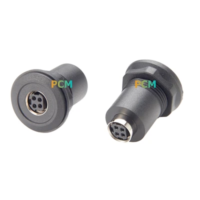 Power Din 4 -pinowa karma żeńska przez adapter montowania panelowego
