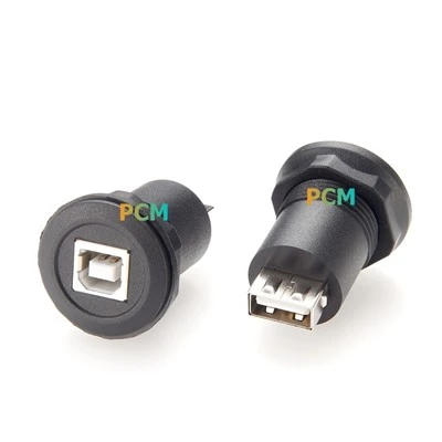 Adapter USB B żeński na USB A żeński okrągły adapter do montażu panelowego